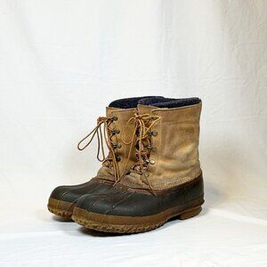 Vintage LL Bean Mens Brown Rubber Leather Maine Hunting Shoe Duck Boots~10~